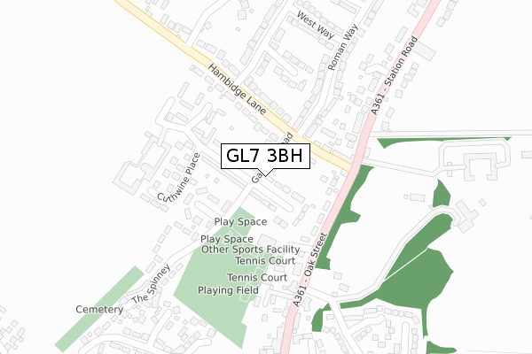 GL7 3BH map - large scale - OS Open Zoomstack (Ordnance Survey)