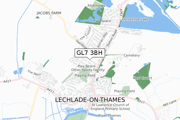 GL7 3BH map - small scale - OS Open Zoomstack (Ordnance Survey)