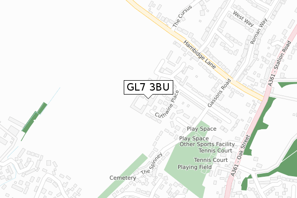 GL7 3BU map - large scale - OS Open Zoomstack (Ordnance Survey)