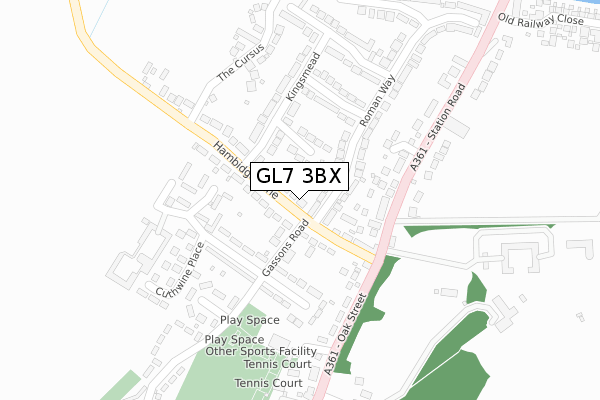 GL7 3BX map - large scale - OS Open Zoomstack (Ordnance Survey)