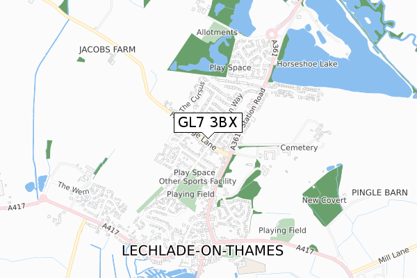 GL7 3BX map - small scale - OS Open Zoomstack (Ordnance Survey)