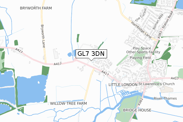 GL7 3DN map - small scale - OS Open Zoomstack (Ordnance Survey)