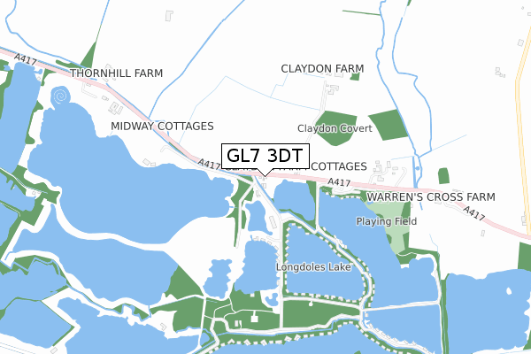 GL7 3DT map - small scale - OS Open Zoomstack (Ordnance Survey)