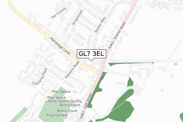 GL7 3EL map - large scale - OS Open Zoomstack (Ordnance Survey)