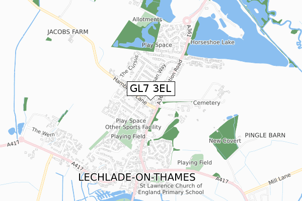 GL7 3EL map - small scale - OS Open Zoomstack (Ordnance Survey)