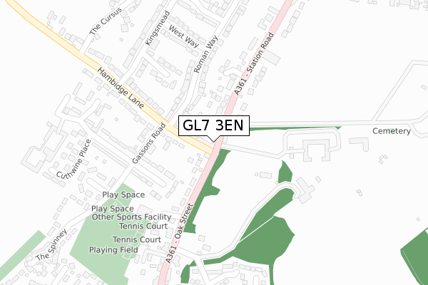 GL7 3EN map - large scale - OS Open Zoomstack (Ordnance Survey)