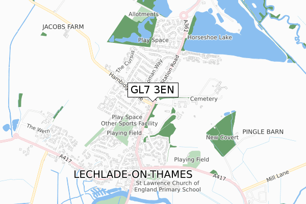 GL7 3EN map - small scale - OS Open Zoomstack (Ordnance Survey)