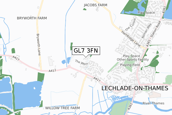 GL7 3FN map - small scale - OS Open Zoomstack (Ordnance Survey)