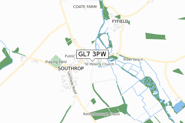 GL7 3PW map - small scale - OS Open Zoomstack (Ordnance Survey)