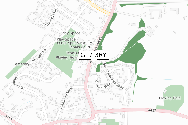 GL7 3RY map - large scale - OS Open Zoomstack (Ordnance Survey)