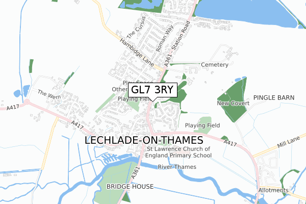 GL7 3RY map - small scale - OS Open Zoomstack (Ordnance Survey)