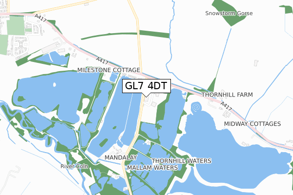 GL7 4DT map - small scale - OS Open Zoomstack (Ordnance Survey)