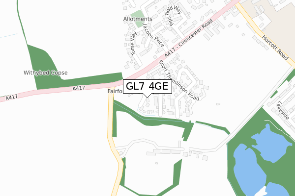 GL7 4GE map - large scale - OS Open Zoomstack (Ordnance Survey)