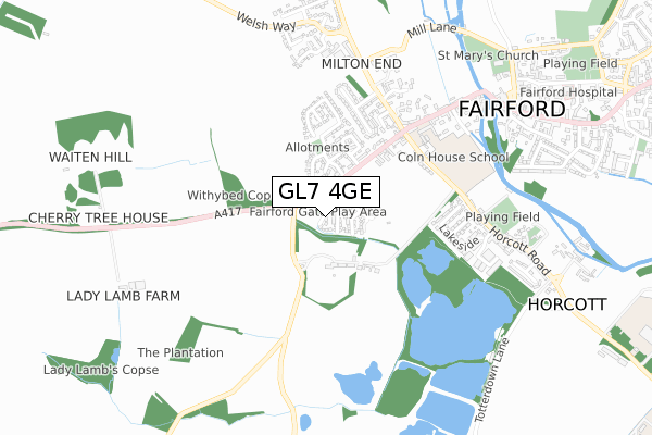 GL7 4GE map - small scale - OS Open Zoomstack (Ordnance Survey)