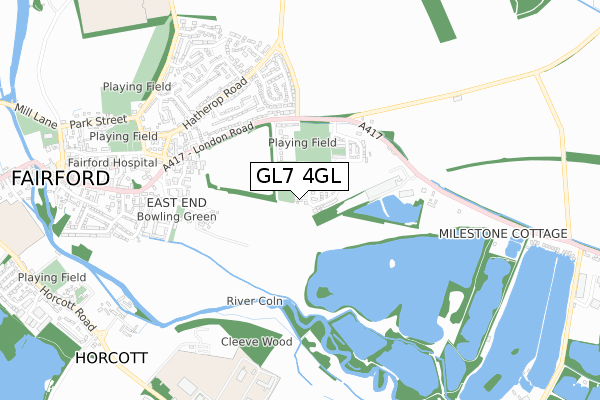 GL7 4GL map - small scale - OS Open Zoomstack (Ordnance Survey)