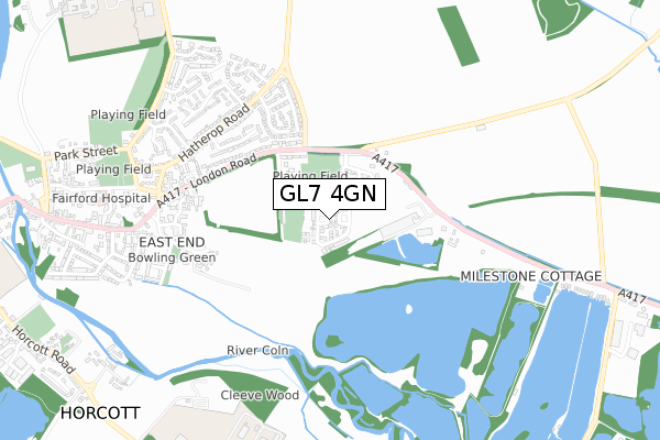 GL7 4GN map - small scale - OS Open Zoomstack (Ordnance Survey)