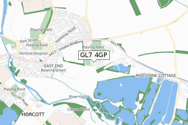 GL7 4GP map - small scale - OS Open Zoomstack (Ordnance Survey)