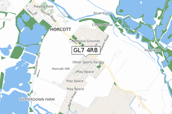 GL7 4RB map - small scale - OS Open Zoomstack (Ordnance Survey)