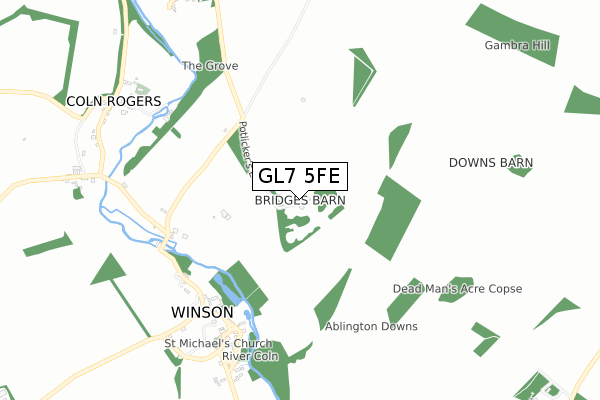 GL7 5FE map - small scale - OS Open Zoomstack (Ordnance Survey)