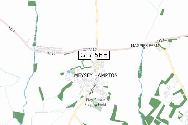 GL7 5HE map - small scale - OS Open Zoomstack (Ordnance Survey)