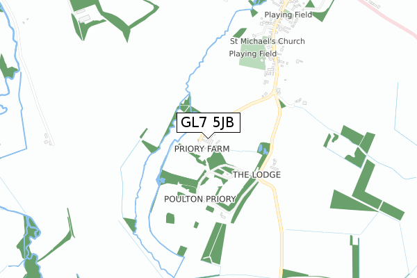 GL7 5JB map - small scale - OS Open Zoomstack (Ordnance Survey)