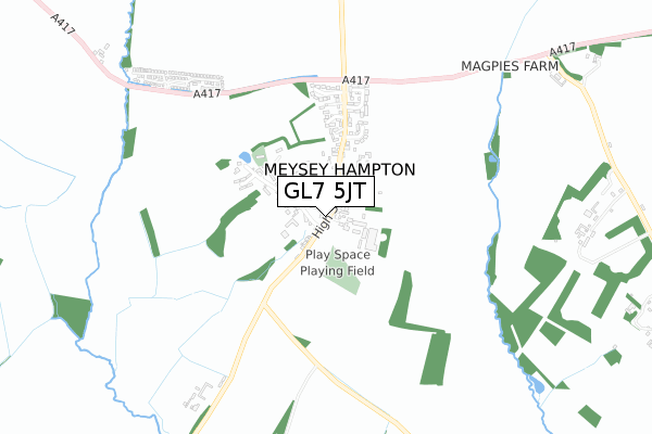 GL7 5JT map - small scale - OS Open Zoomstack (Ordnance Survey)