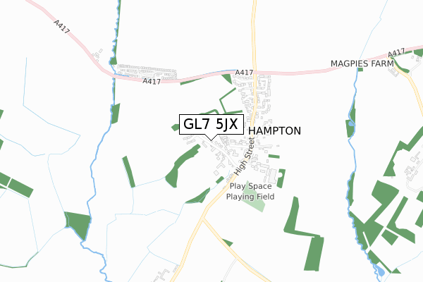 GL7 5JX map - small scale - OS Open Zoomstack (Ordnance Survey)