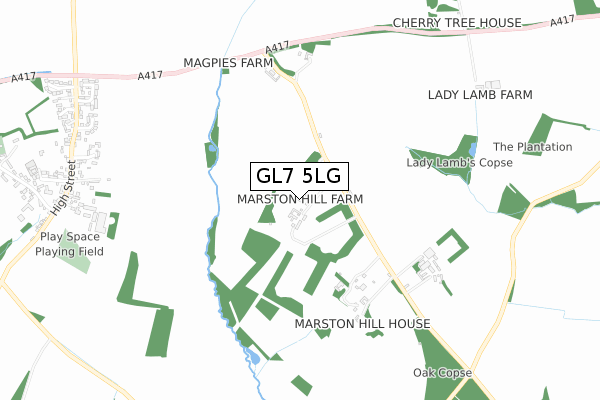 GL7 5LG map - small scale - OS Open Zoomstack (Ordnance Survey)