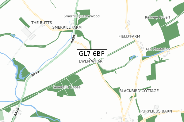 GL7 6BP map - small scale - OS Open Zoomstack (Ordnance Survey)