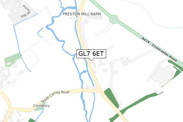 GL7 6ET map - large scale - OS Open Zoomstack (Ordnance Survey)