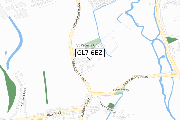 GL7 6EZ map - large scale - OS Open Zoomstack (Ordnance Survey)