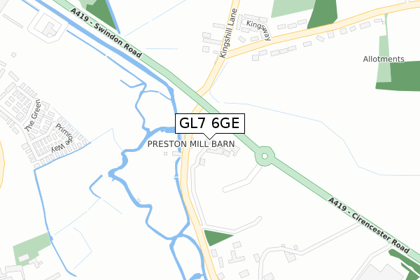 GL7 6GE map - large scale - OS Open Zoomstack (Ordnance Survey)