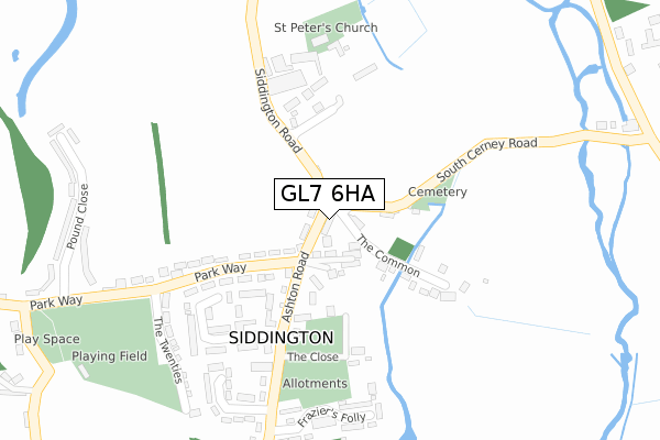 GL7 6HA map - large scale - OS Open Zoomstack (Ordnance Survey)