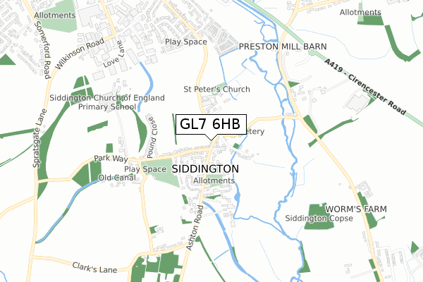 GL7 6HB map - small scale - OS Open Zoomstack (Ordnance Survey)