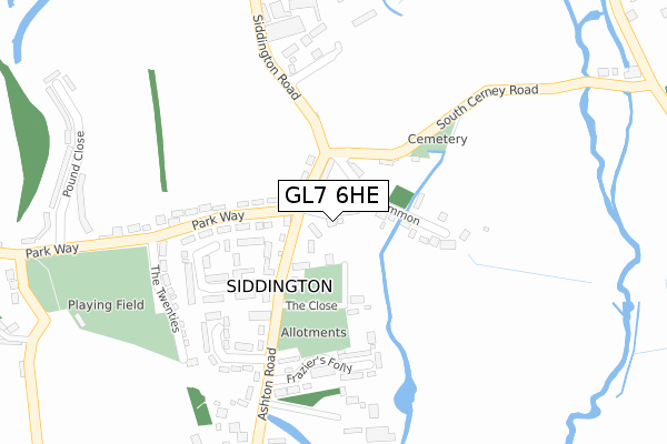 GL7 6HE map - large scale - OS Open Zoomstack (Ordnance Survey)