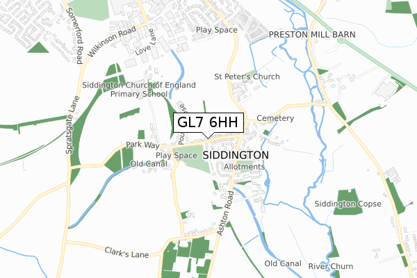 GL7 6HH map - small scale - OS Open Zoomstack (Ordnance Survey)