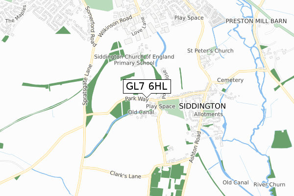 GL7 6HL map - small scale - OS Open Zoomstack (Ordnance Survey)