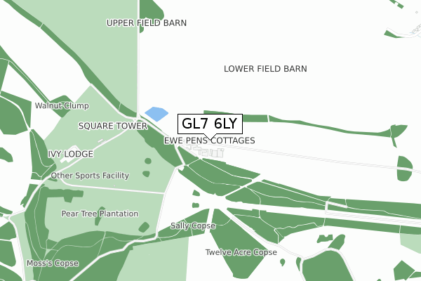 GL7 6LY map - small scale - OS Open Zoomstack (Ordnance Survey)