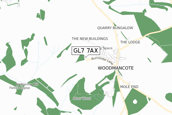 GL7 7AX map - small scale - OS Open Zoomstack (Ordnance Survey)