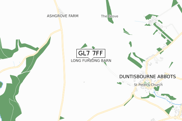 GL7 7FF map - small scale - OS Open Zoomstack (Ordnance Survey)