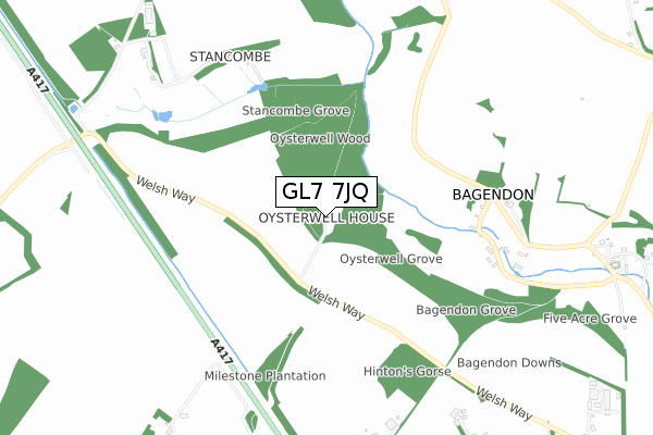 GL7 7JQ map - small scale - OS Open Zoomstack (Ordnance Survey)