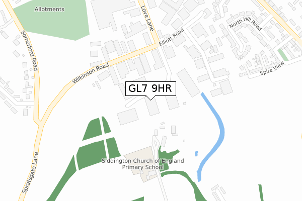 GL7 9HR map - large scale - OS Open Zoomstack (Ordnance Survey)