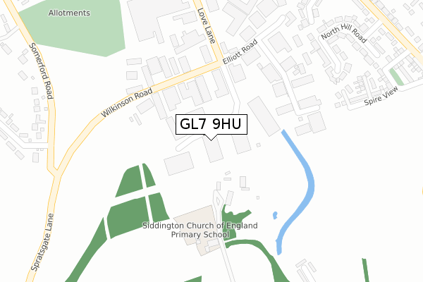 GL7 9HU map - large scale - OS Open Zoomstack (Ordnance Survey)