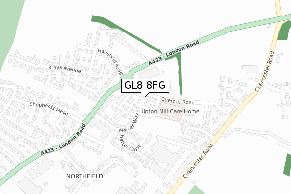 GL8 8FG map - large scale - OS Open Zoomstack (Ordnance Survey)