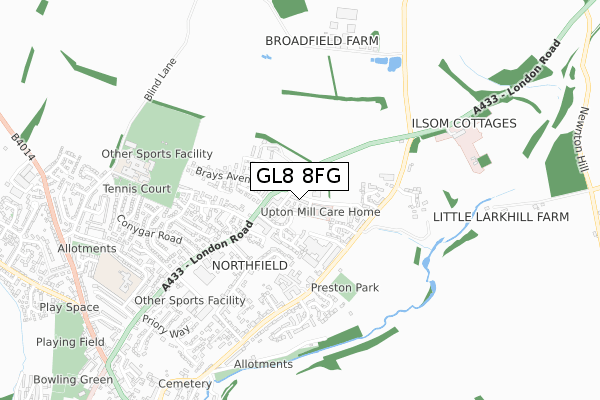 GL8 8FG map - small scale - OS Open Zoomstack (Ordnance Survey)