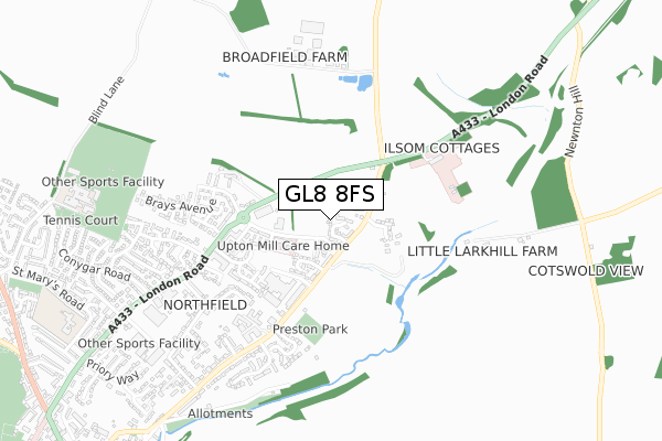 GL8 8FS map - small scale - OS Open Zoomstack (Ordnance Survey)