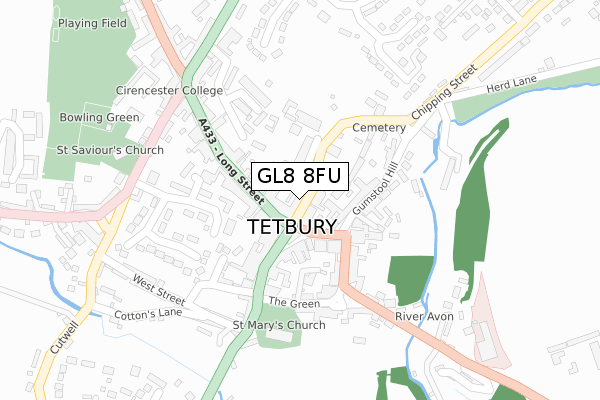 GL8 8FU map - large scale - OS Open Zoomstack (Ordnance Survey)