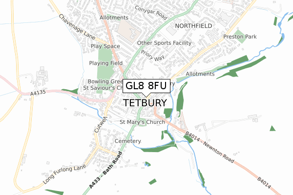 GL8 8FU map - small scale - OS Open Zoomstack (Ordnance Survey)