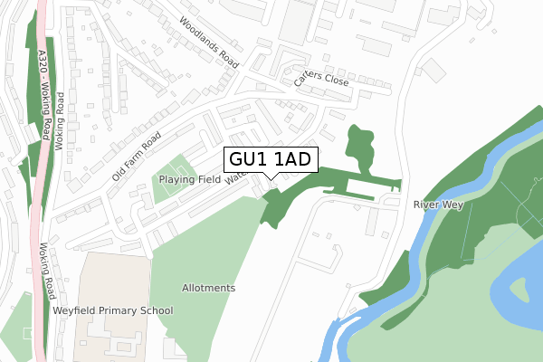 GU1 1AD map - large scale - OS Open Zoomstack (Ordnance Survey)