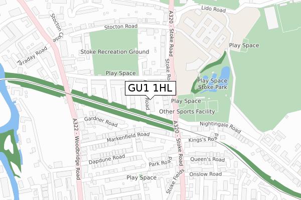 GU1 1HL map - large scale - OS Open Zoomstack (Ordnance Survey)